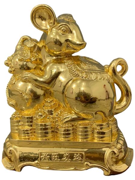 Quà tặng sếp:Tượng chuột dát vàng 24k bằng đồng