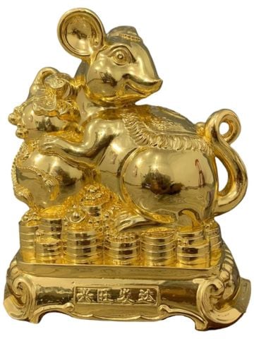 Quà tặng sếp:Tượng chuột dát vàng 24k bằng đồng