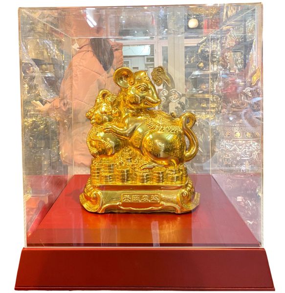 Quà tặng vip: Tượng chuột phong thủy dát vàng 24k