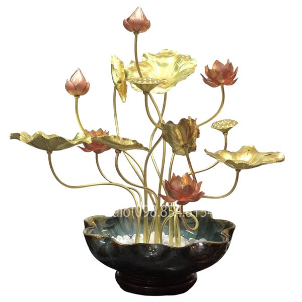 Chậu hoa sen đồng 13 cành cực đẹp