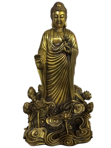 Tượng phật A Di Đà đứng bằng đồng Cao 37