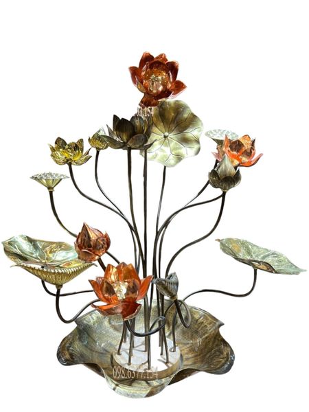 Chậu hoa sen đồng cao 55cm 15 cành