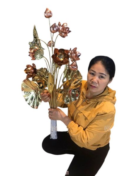 Hoa sen bằng đồng 20 cành cao 90cm