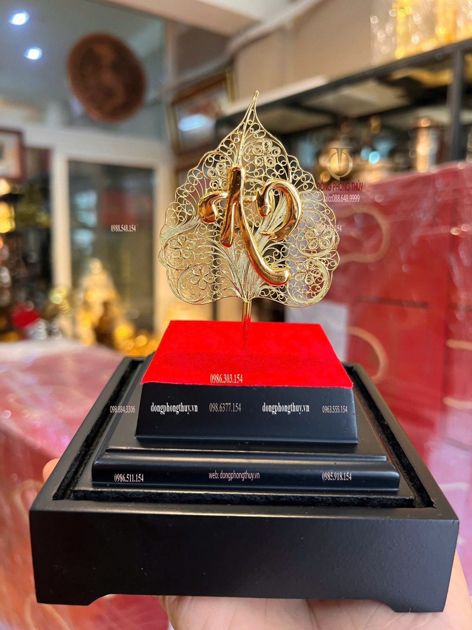 Lá bồ đề bằng 5 chỉ bạc mạ vàng 24k