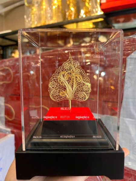 Lá bồ đề bằng 5 chỉ bạc mạ vàng 24k