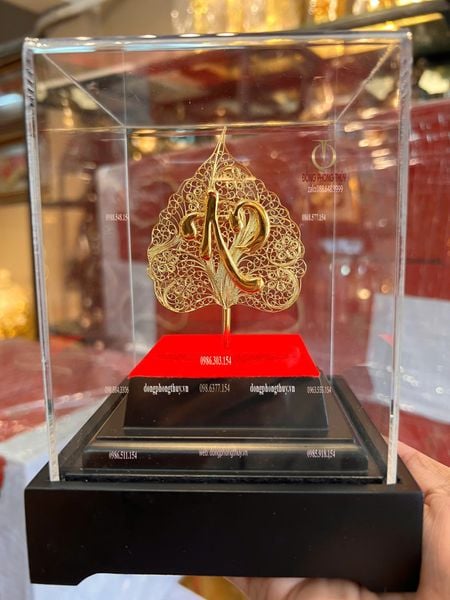 Lá bồ đề bằng 5 chỉ bạc mạ vàng 24k