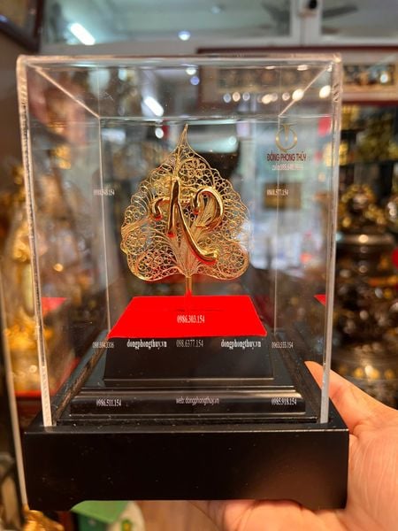 Lá bồ đề bằng 5 chỉ bạc mạ vàng 24k