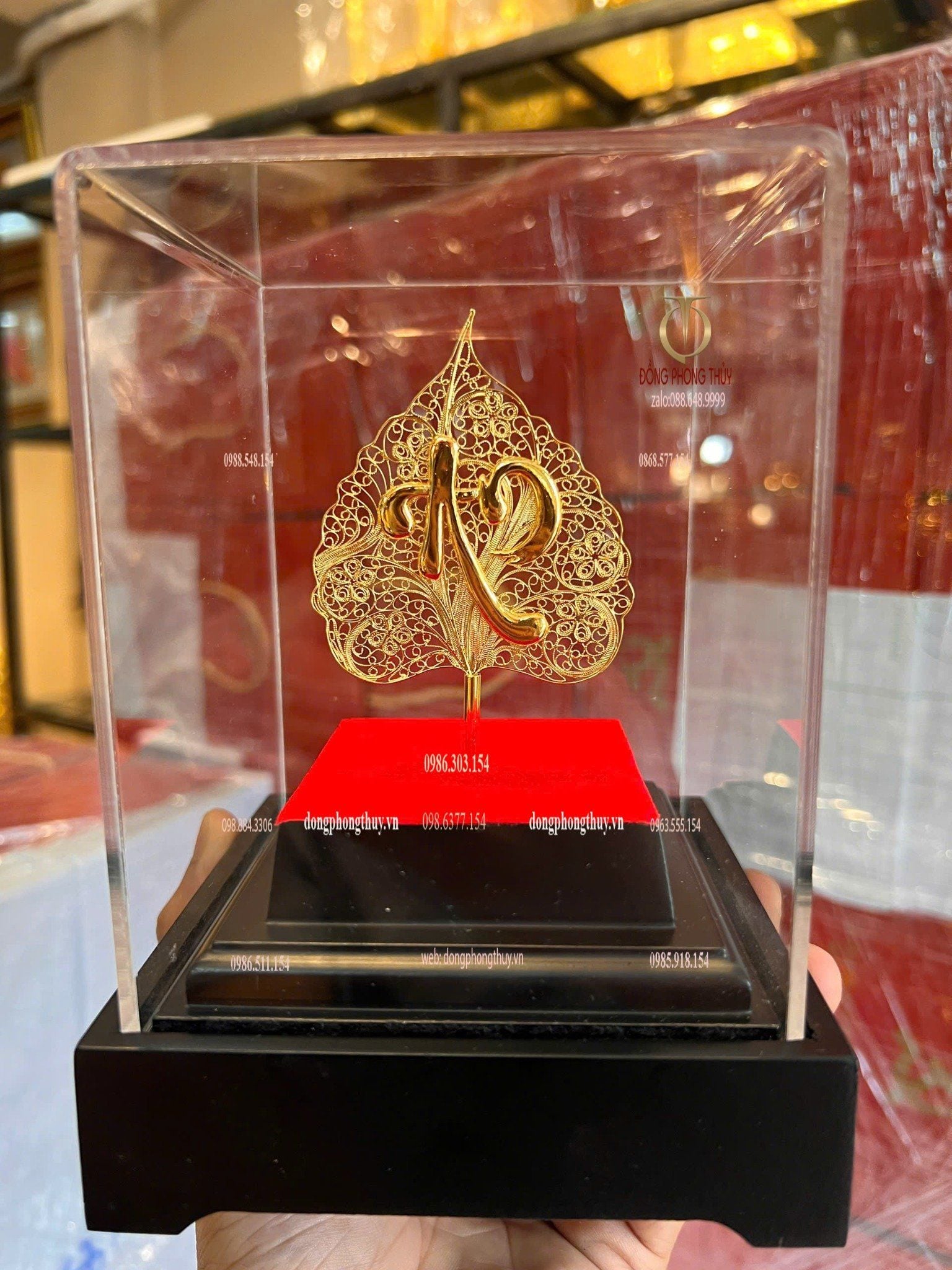 Lá bồ đề bằng 5 chỉ bạc mạ vàng 24k