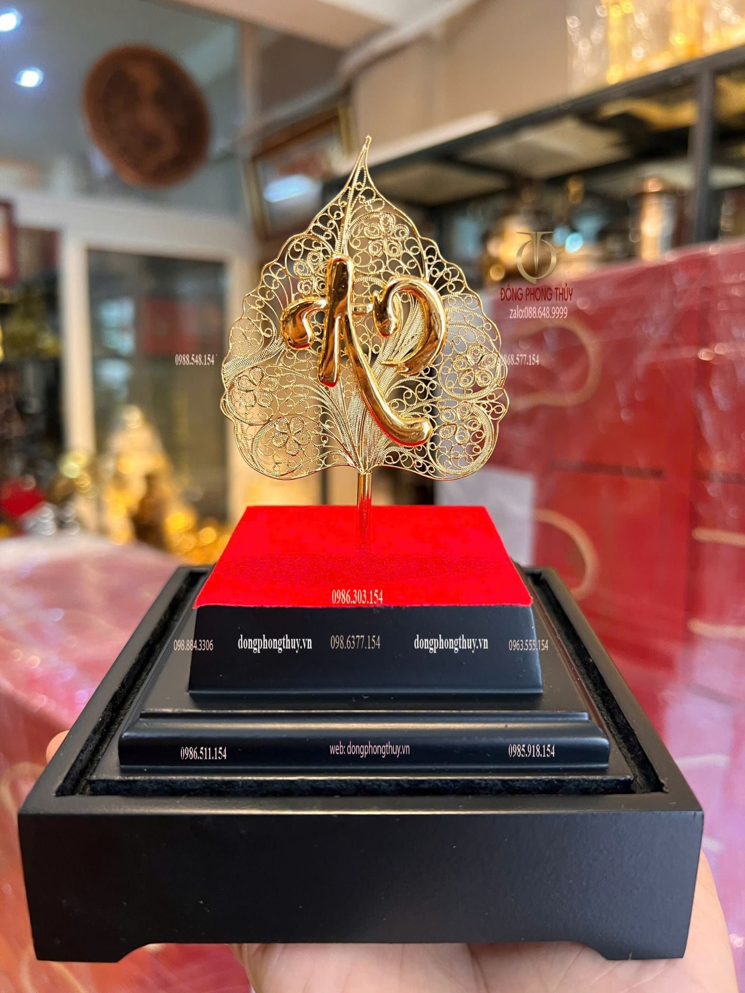 Lá bồ đề bằng 5 chỉ bạc mạ vàng 24k