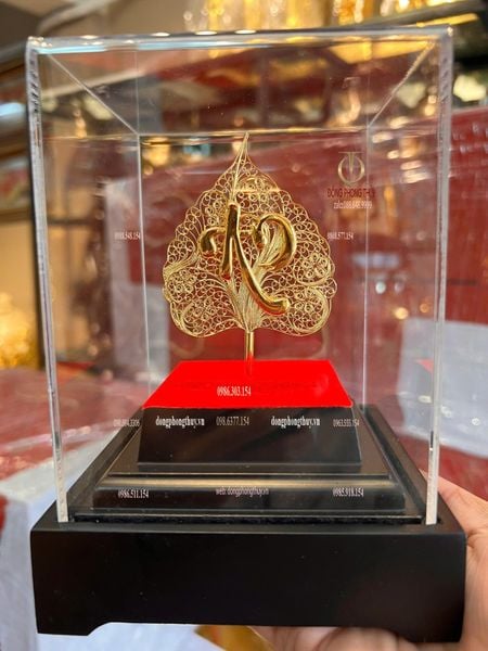 Lá bồ đề bằng 5 chỉ bạc mạ vàng 24k