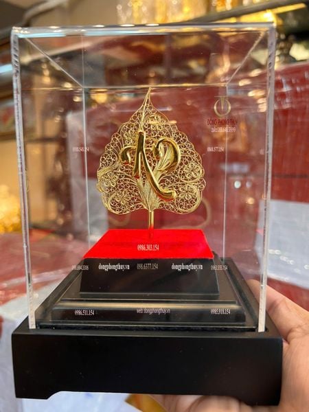 Lá bồ đề bằng 5 chỉ bạc mạ vàng 24k