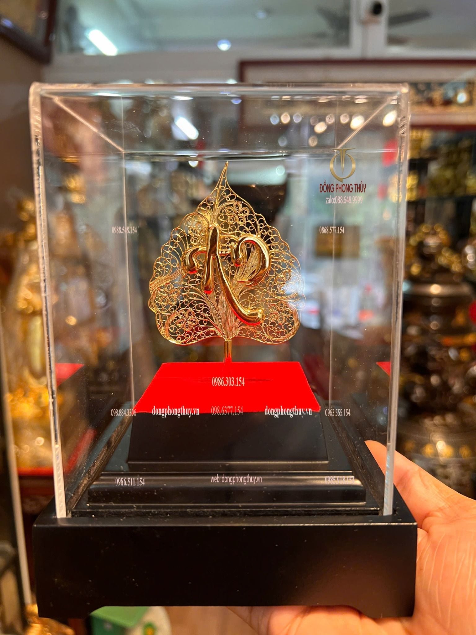 Lá bồ đề bằng 5 chỉ bạc mạ vàng 24k