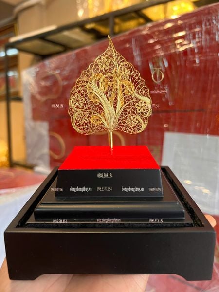 Lá bồ đề bằng 5 chỉ bạc mạ vàng 24k