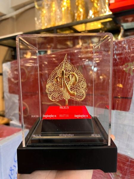 Lá bồ đề bằng 5 chỉ bạc mạ vàng 24k