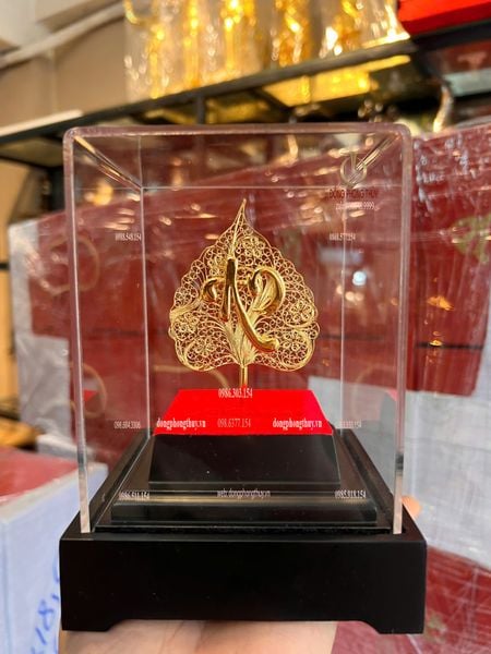 Lá bồ đề bằng 5 chỉ bạc mạ vàng 24k