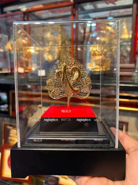 Lá bồ đề bằng 5 chỉ bạc mạ vàng 24k