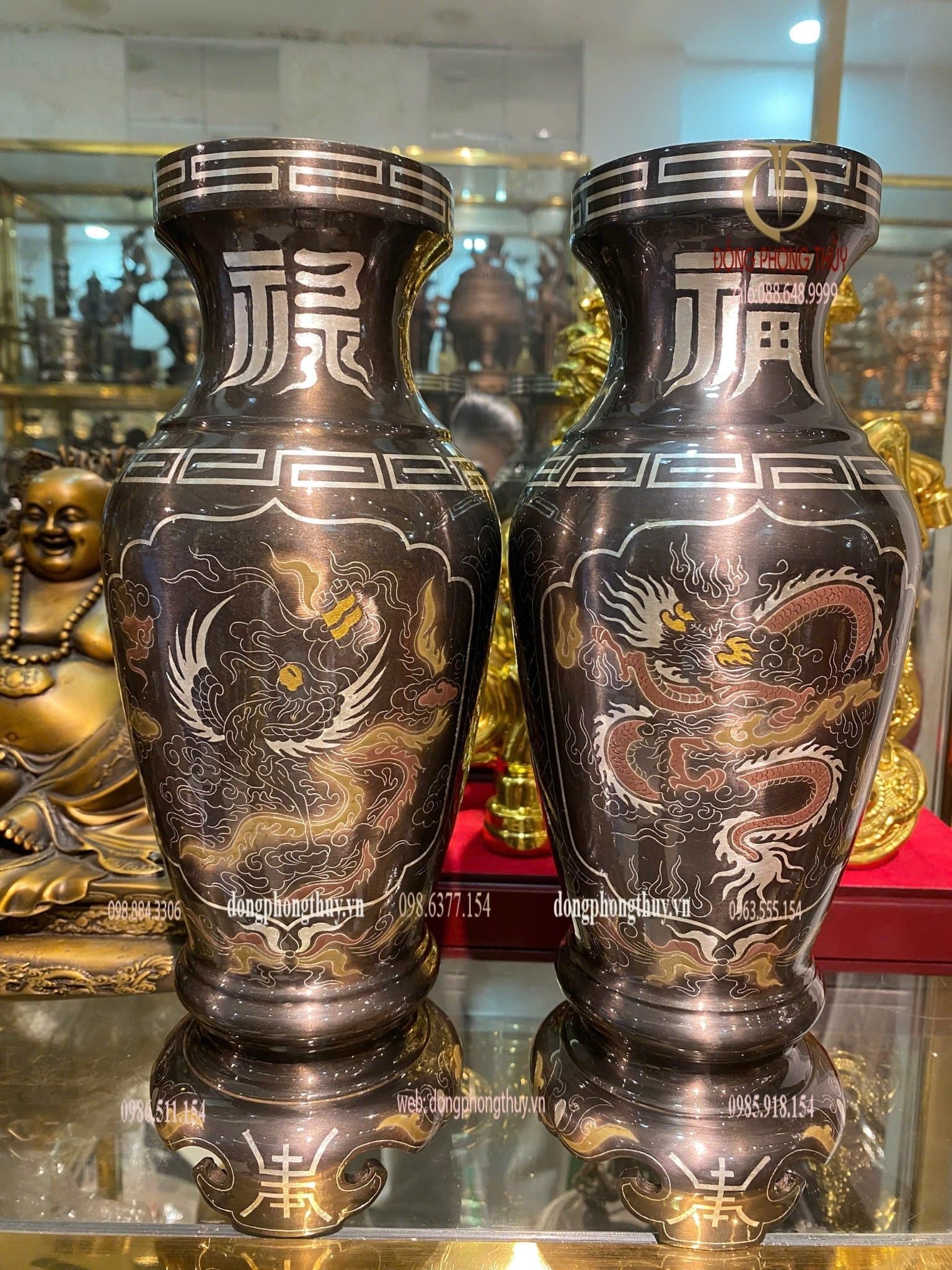 lọ hoa 30cm khảm ngũ sắc