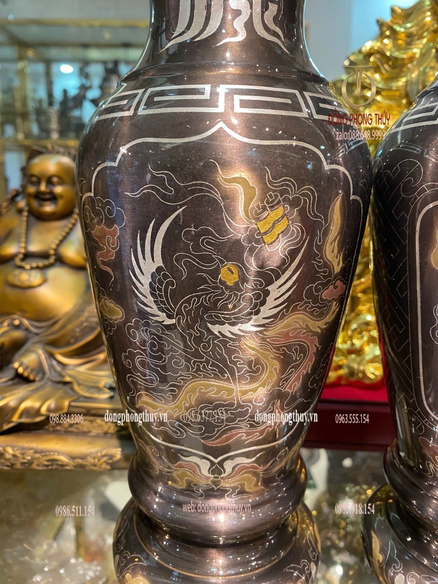 lọ hoa 30cm khảm ngũ sắc