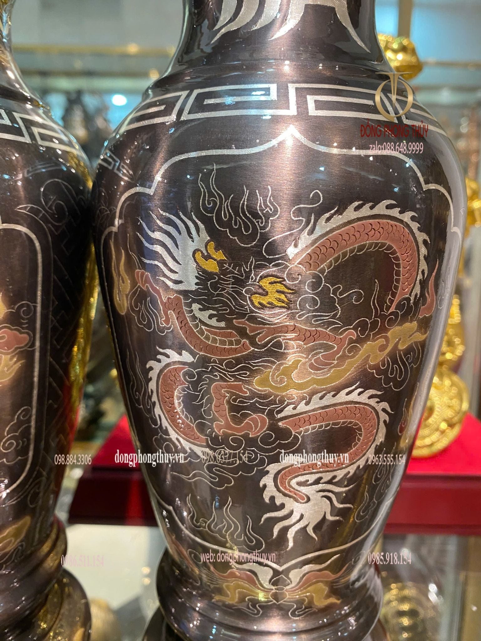 lọ hoa 30cm khảm ngũ sắc