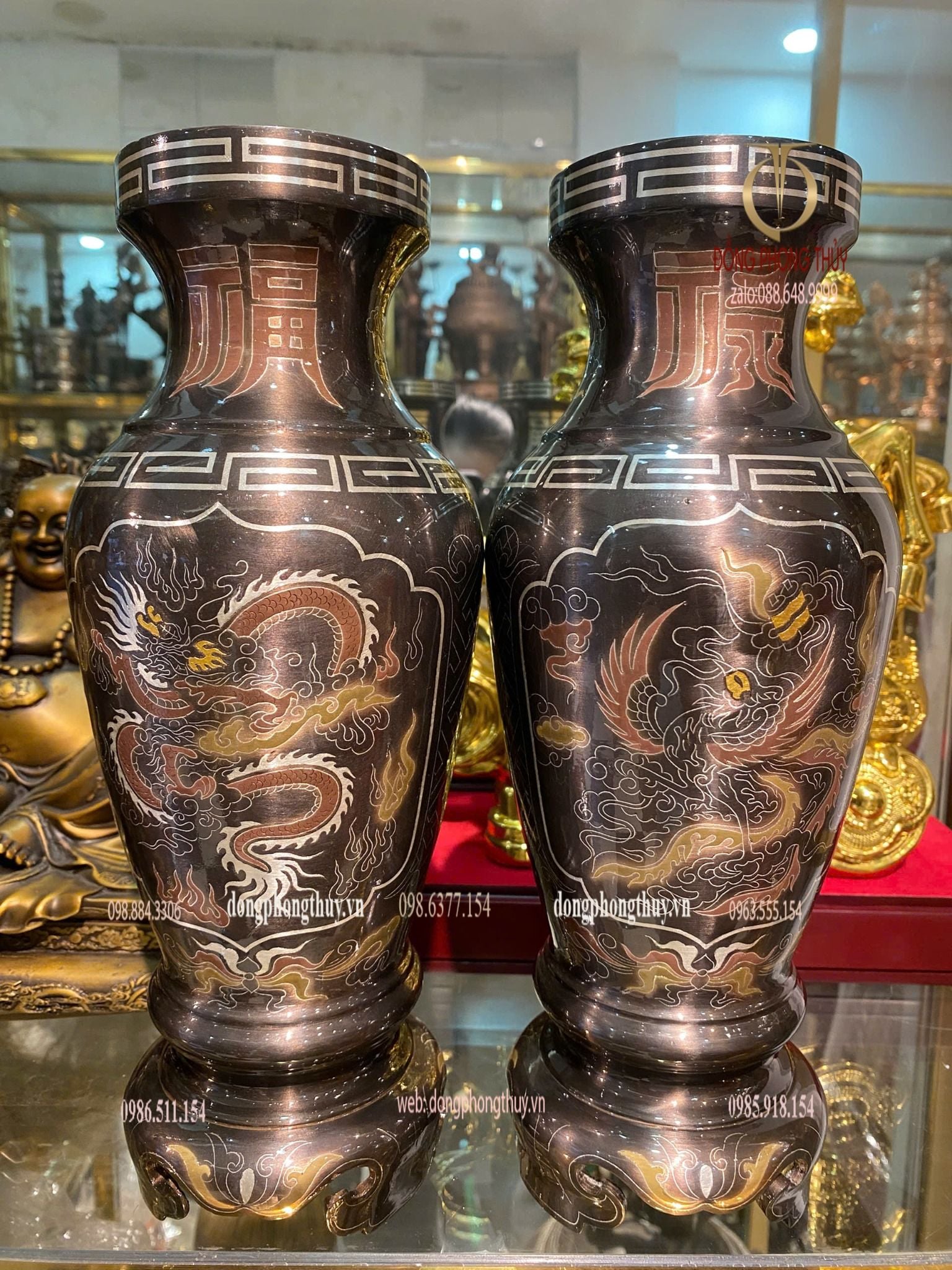 lọ hoa 30cm khảm ngũ sắc