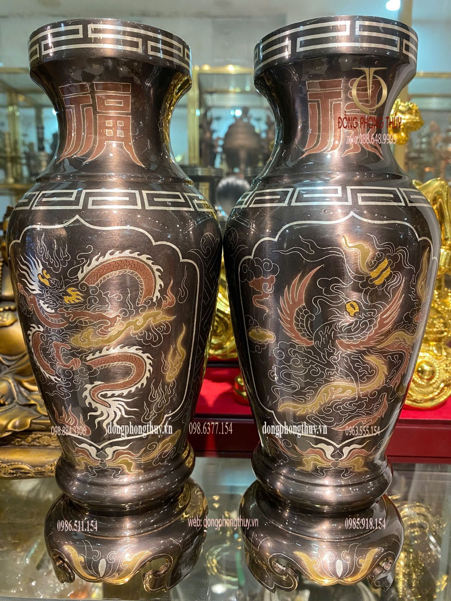 lọ hoa 30cm khảm ngũ sắc