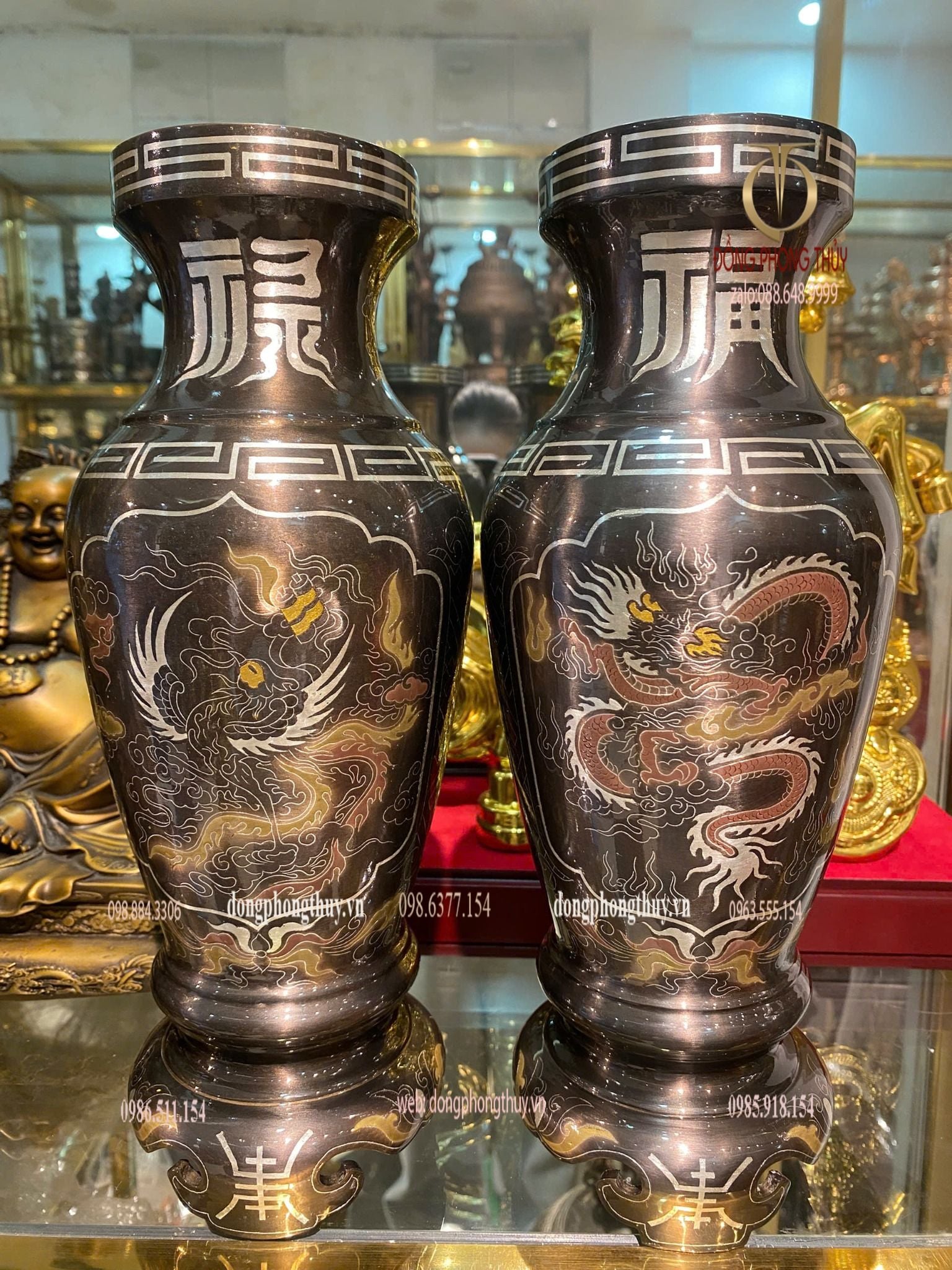 lọ hoa 30cm khảm ngũ sắc