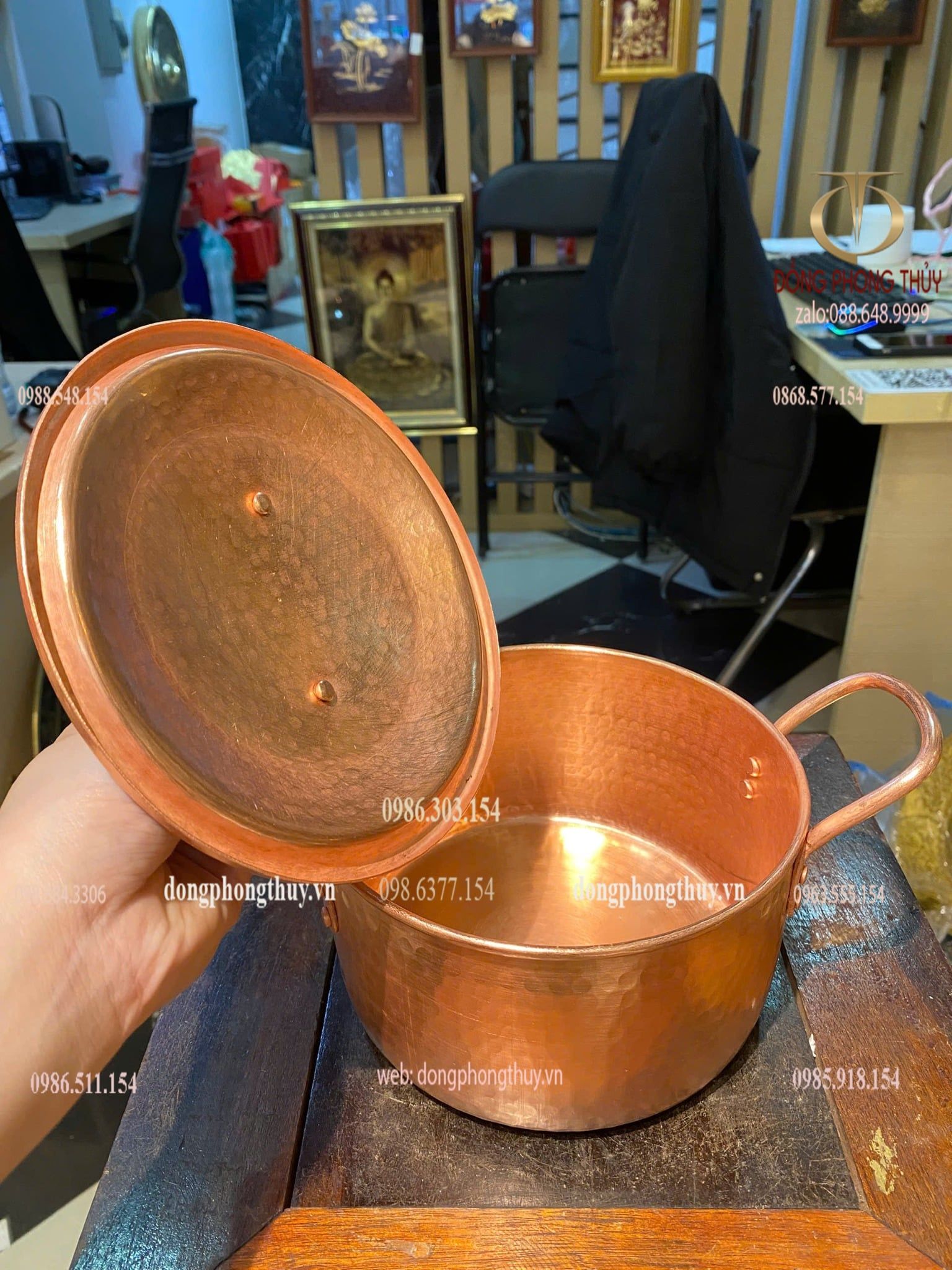 Nồi đồng đỏ đk 16 cao 13 nặng 900gram
