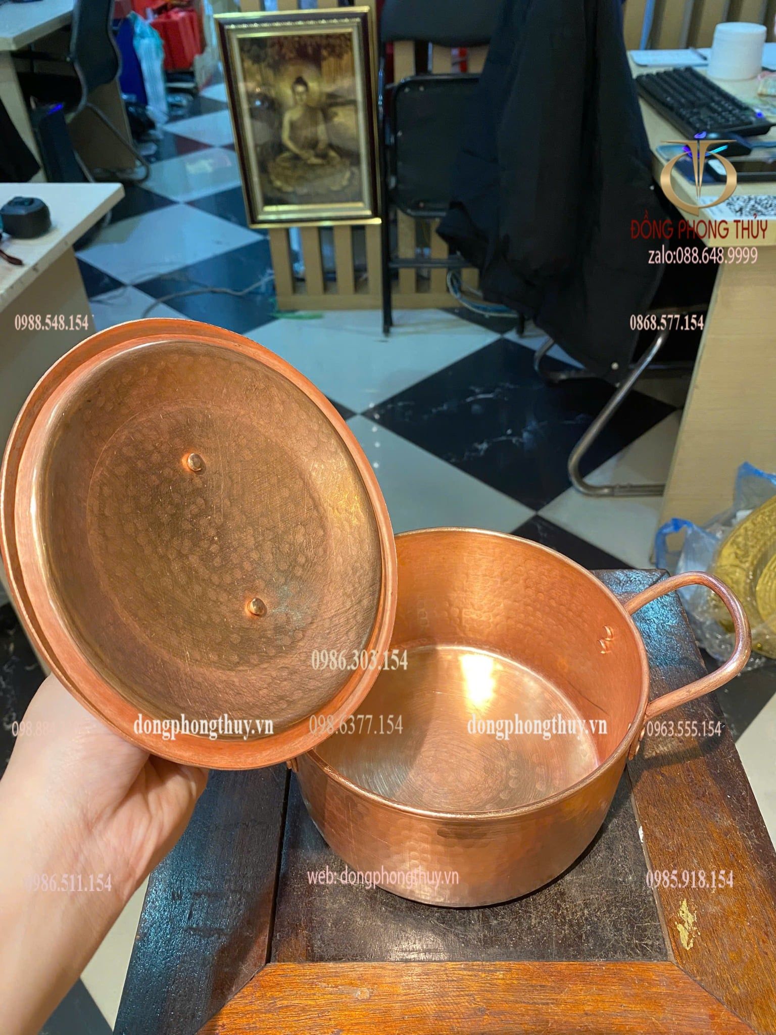 Nồi đồng đỏ đk 16 cao 13 nặng 900gram