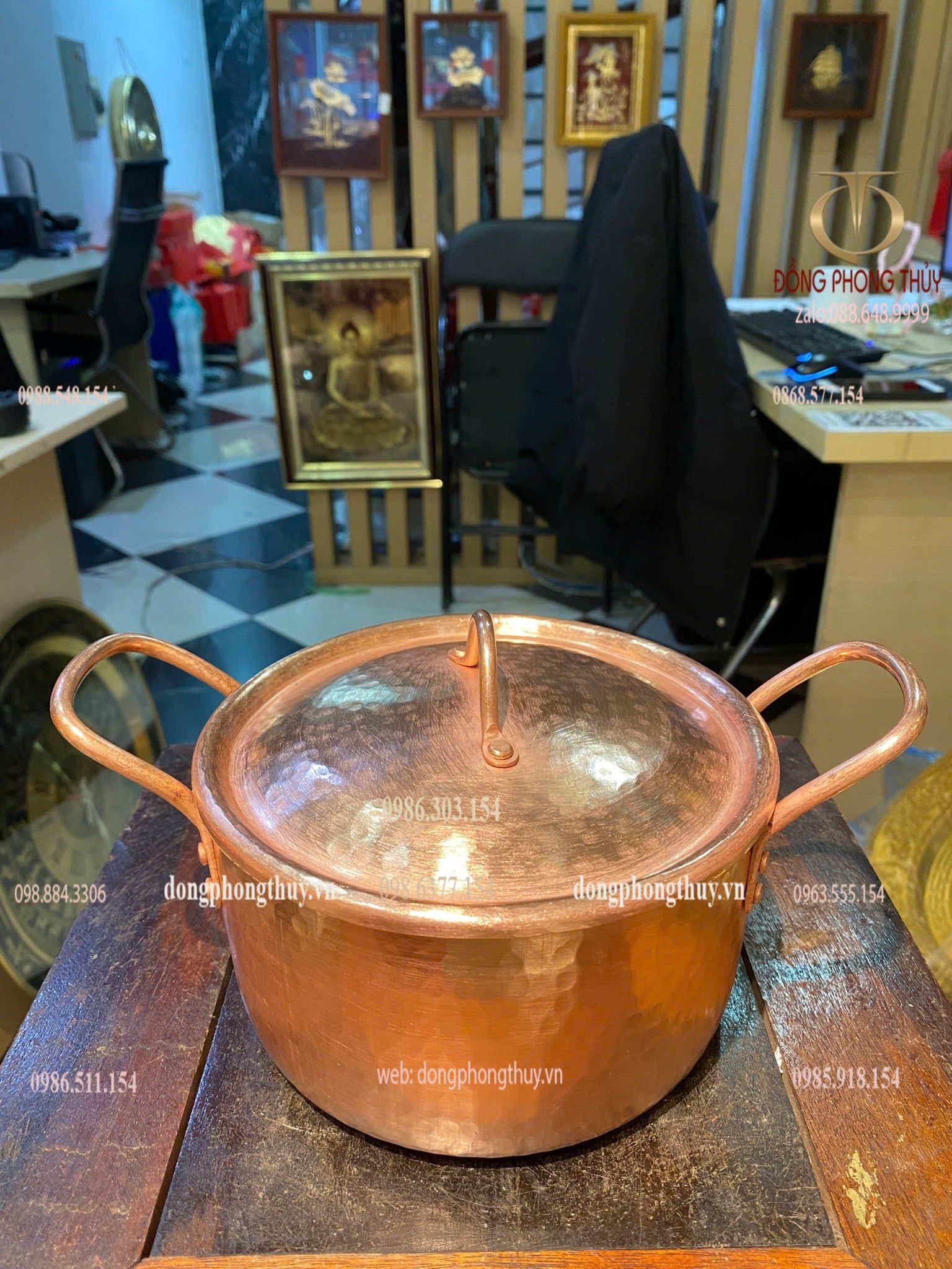 Nồi đồng đỏ đk 16 cao 13 nặng 900gram