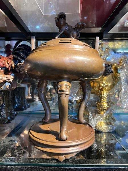 Lư đốt trầm chân cong hổ phù quai xanh Cao 41 nặng 8,4kg