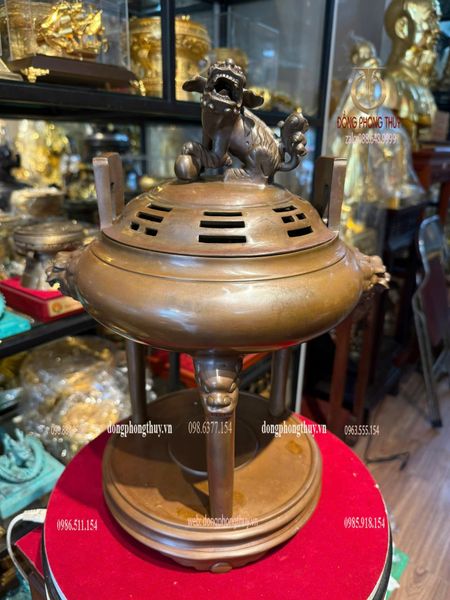 Lư xông trầm thân trơn tai xanh chân thẳng Cao 40 ngang 22 nặng 7,5kg