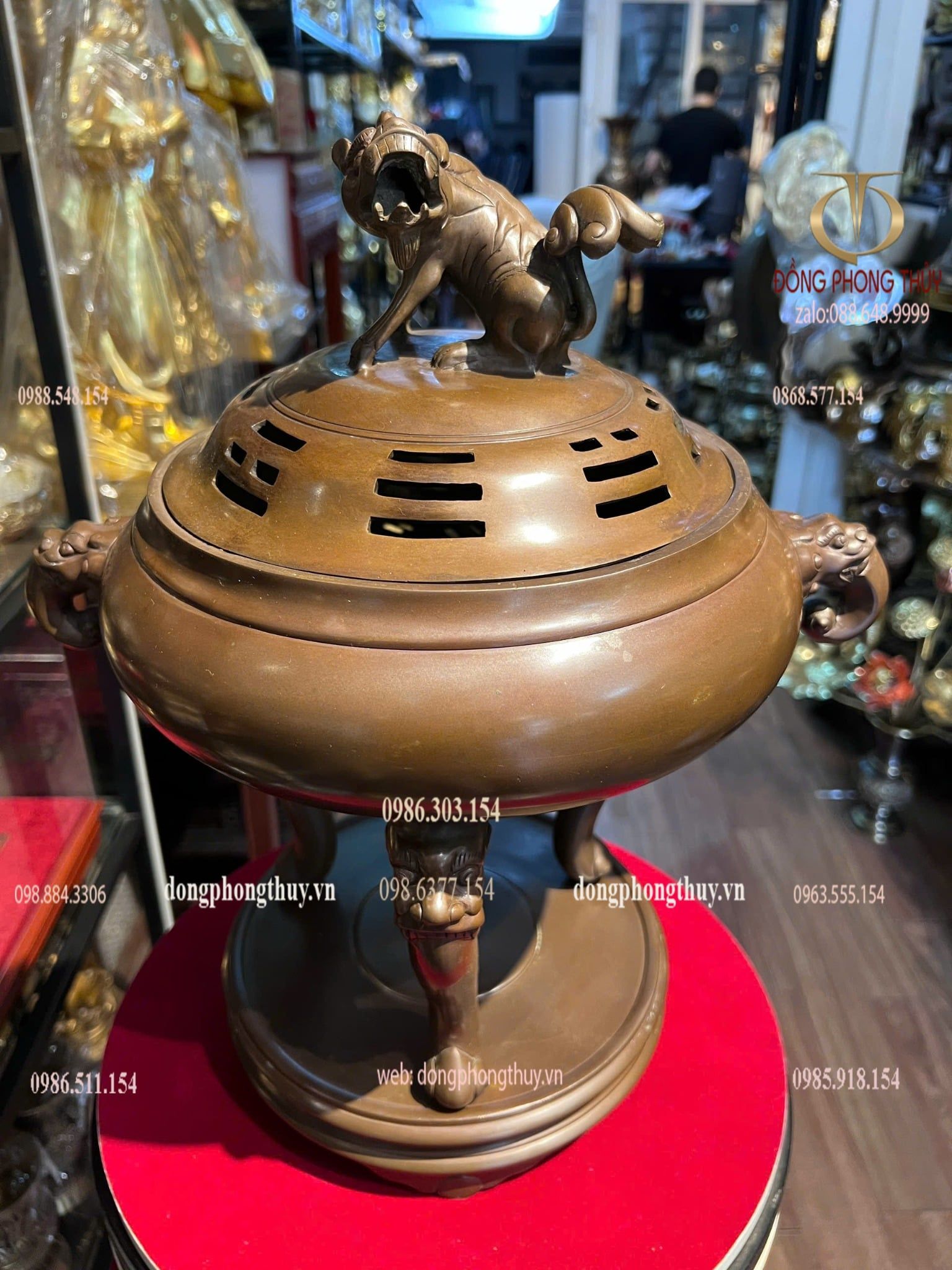 Lư đốt trầm cao 41cm da lươn