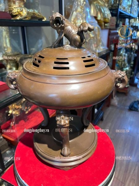 Lư đốt trầm cao 41cm màu da lươn