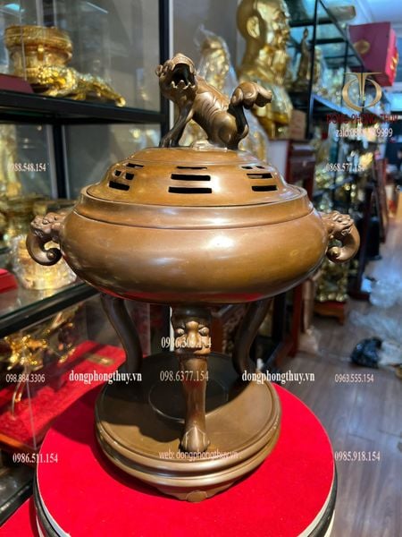 Lư đốt trầm cao 41cm màu da lươn