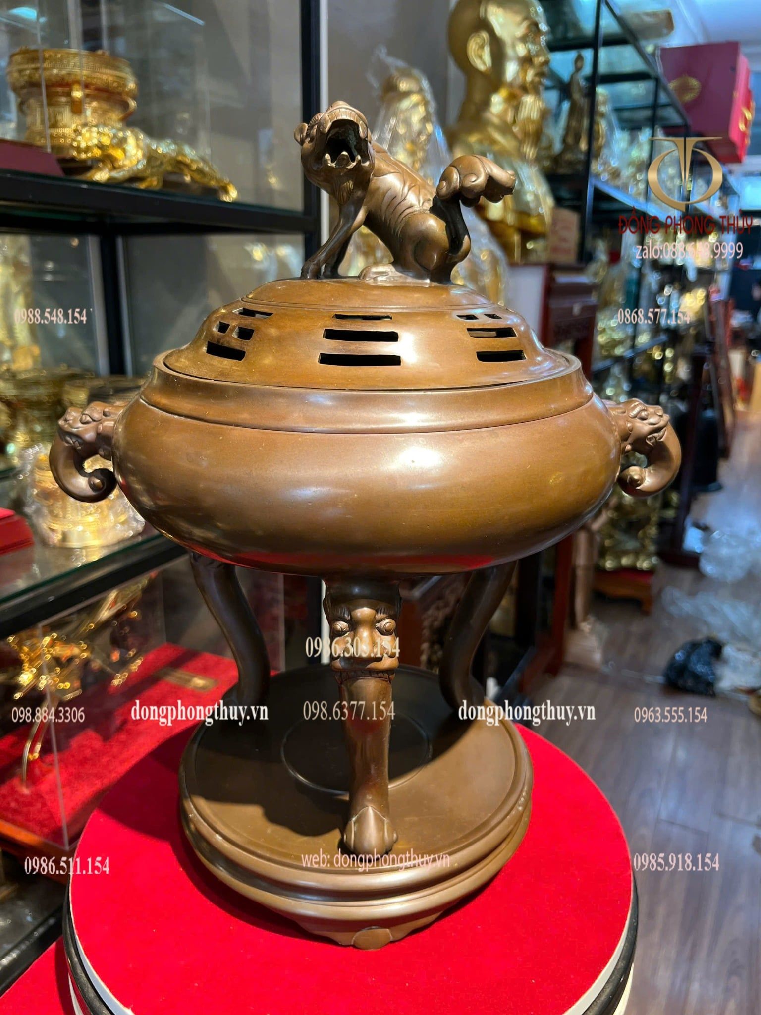 Lư đốt trầm cao 41cm da lươn