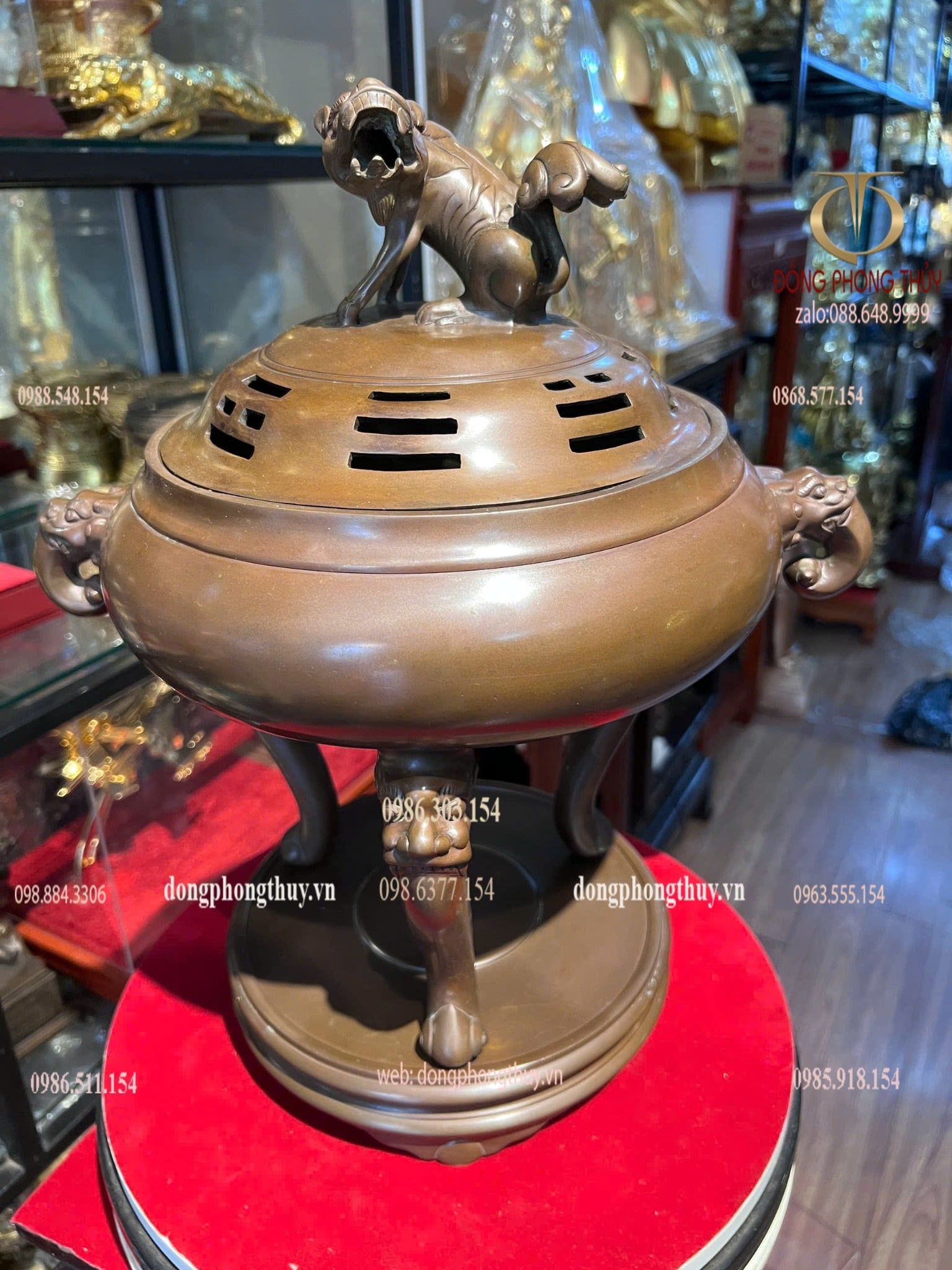 Lư đốt trầm cao 41cm da lươn