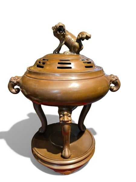 Lư đốt trầm cao 41cm màu da lươn