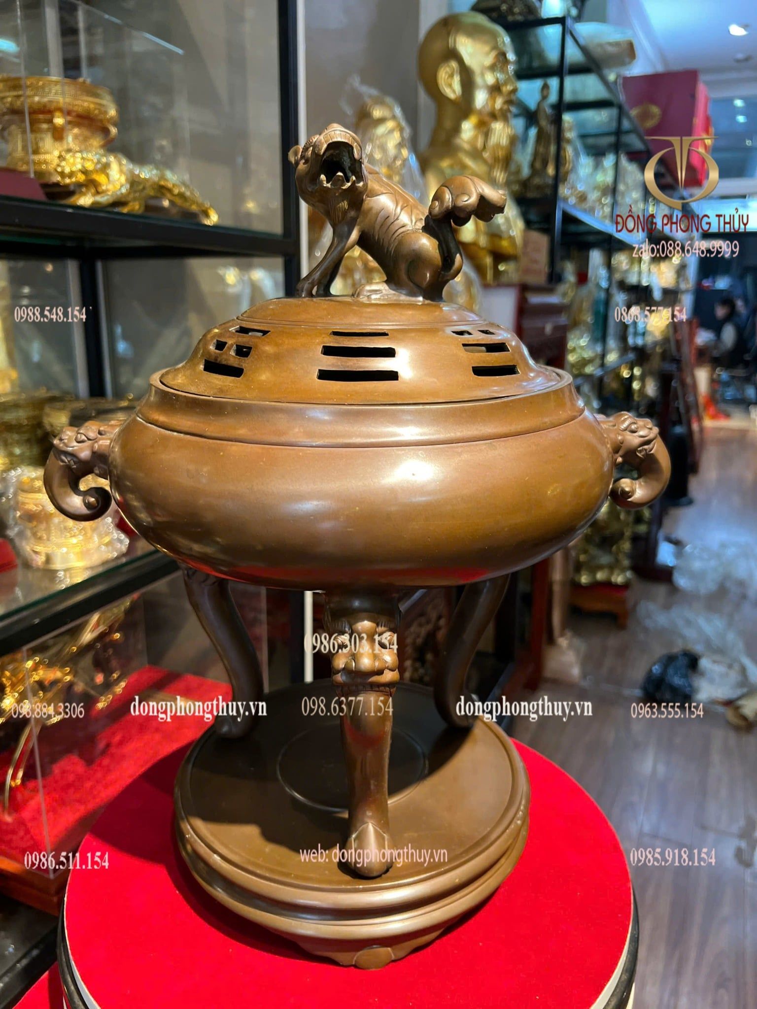 Lư đốt trầm cao 41cm da lươn