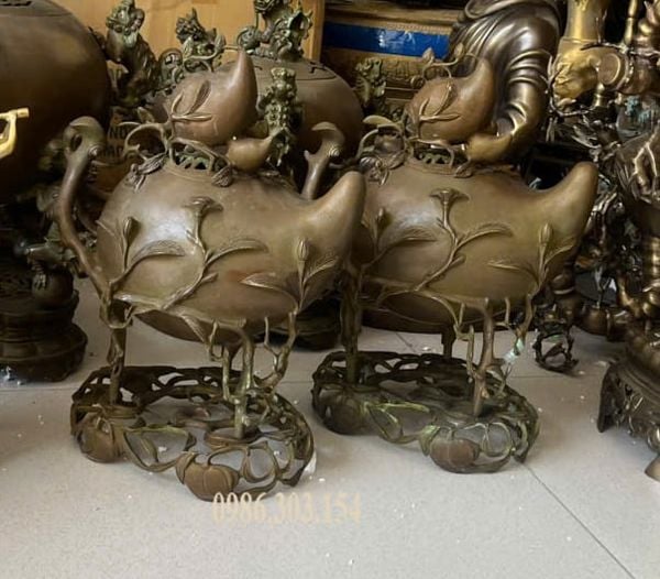 Lư đốt trầm quả đào 40cm