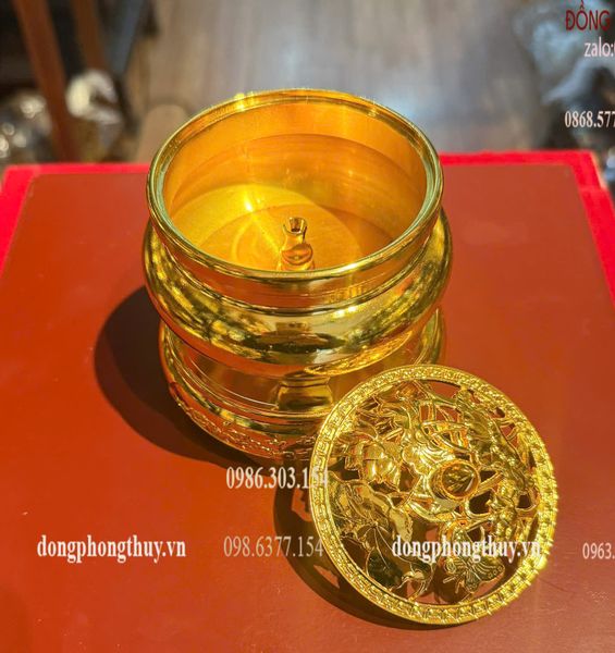 Đỉnh đốt trầm bằng đồng mạ vàng 24k