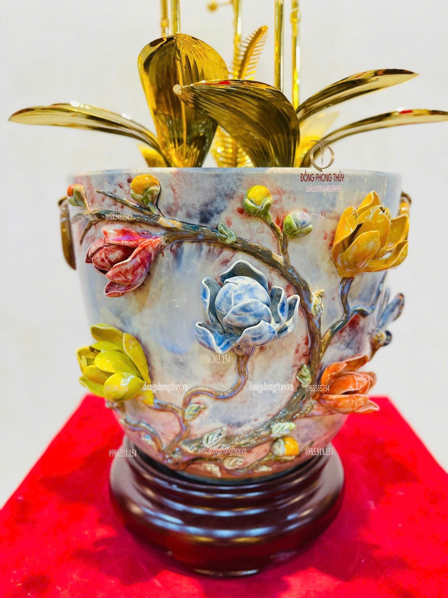 Hoa lan mạ vàng 24k 5 cành cao 56