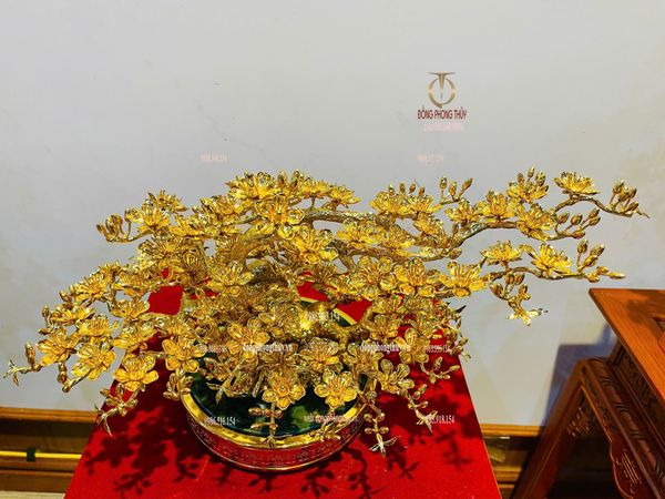 Quà tặng mạ vàng: Cây mai vàng 24k bằng đồng mạ vàng 24k