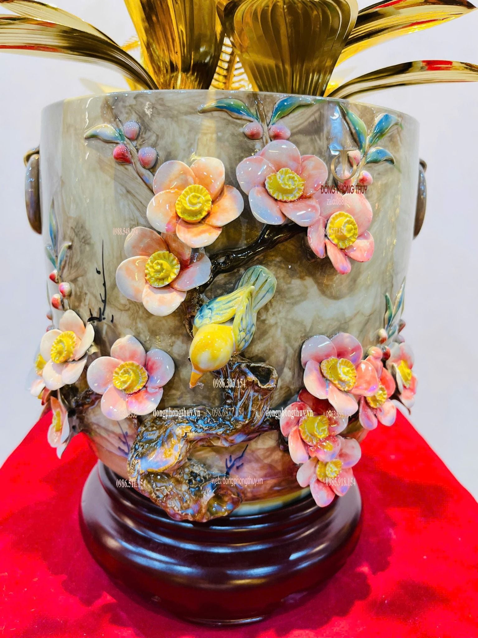 Hoa lan mạ vàng 24k 5 cành cao 56