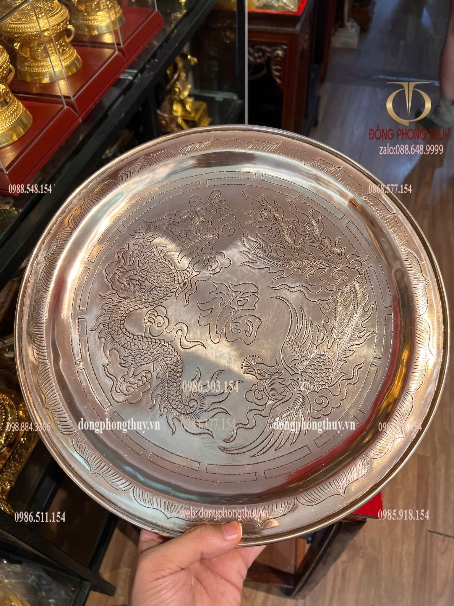 Mâm bồng 35cm đồng đỏ