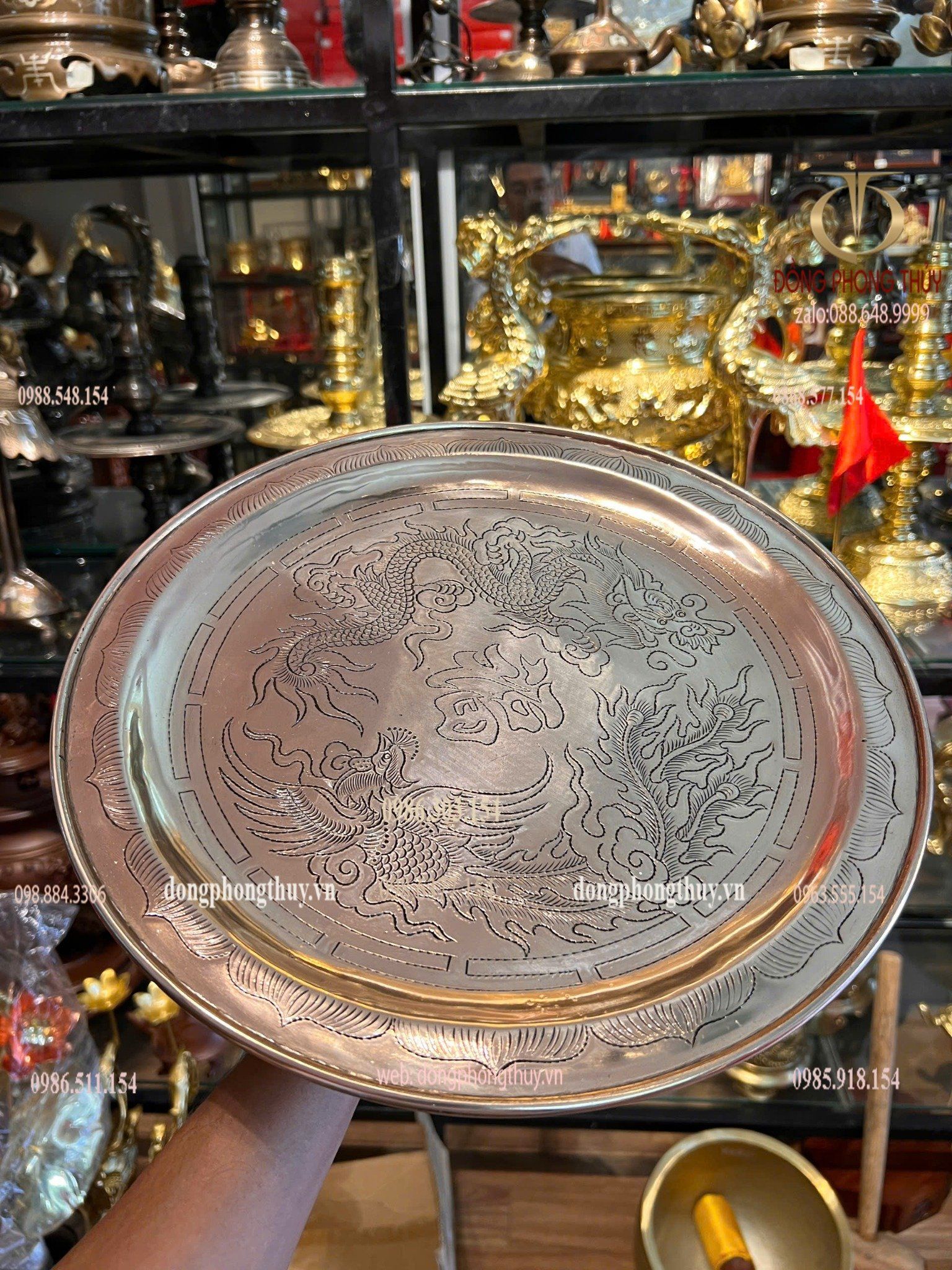 Mâm bồng 35cm đồng đỏ