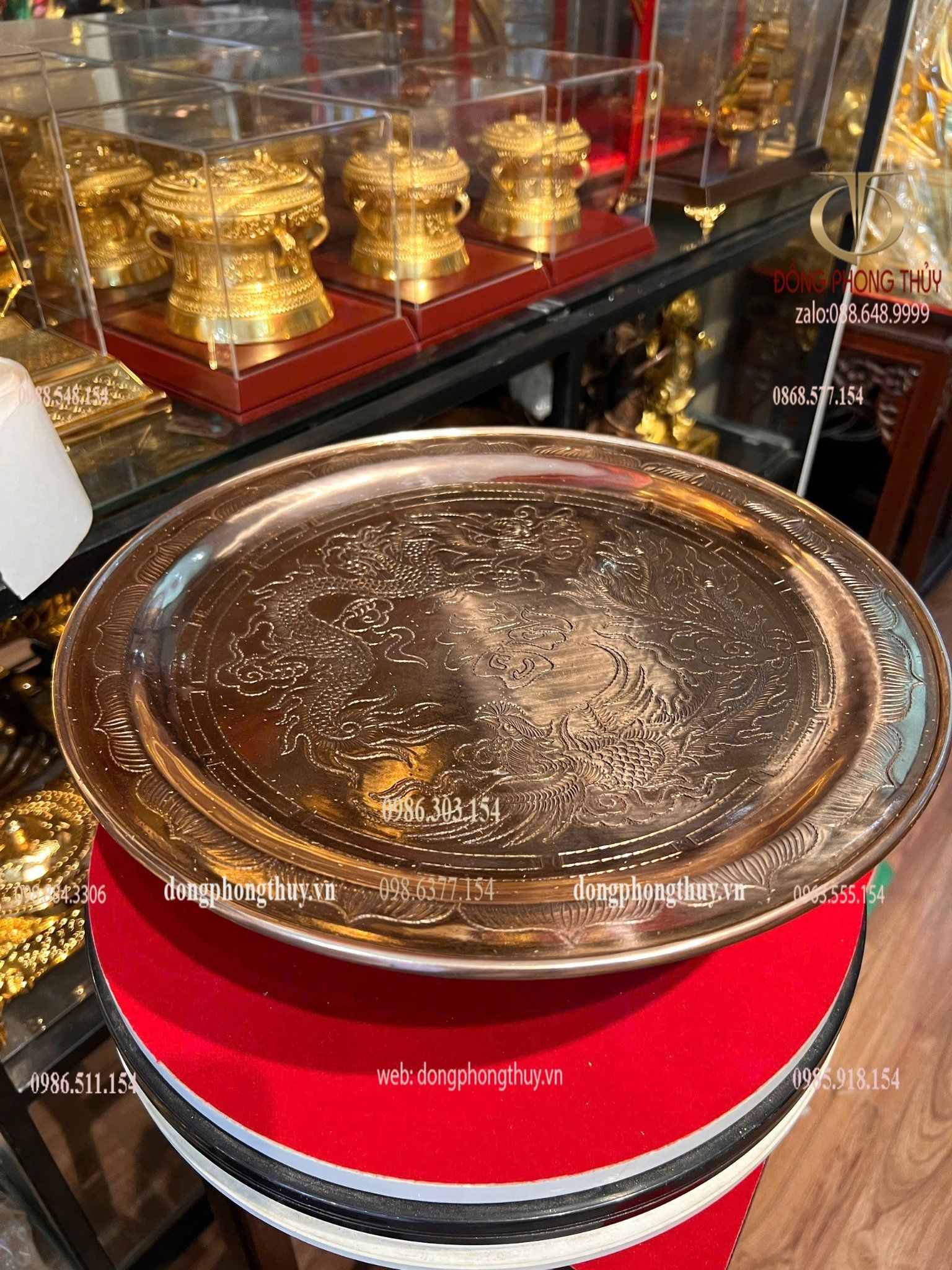 Mâm bồng 35cm đồng đỏ
