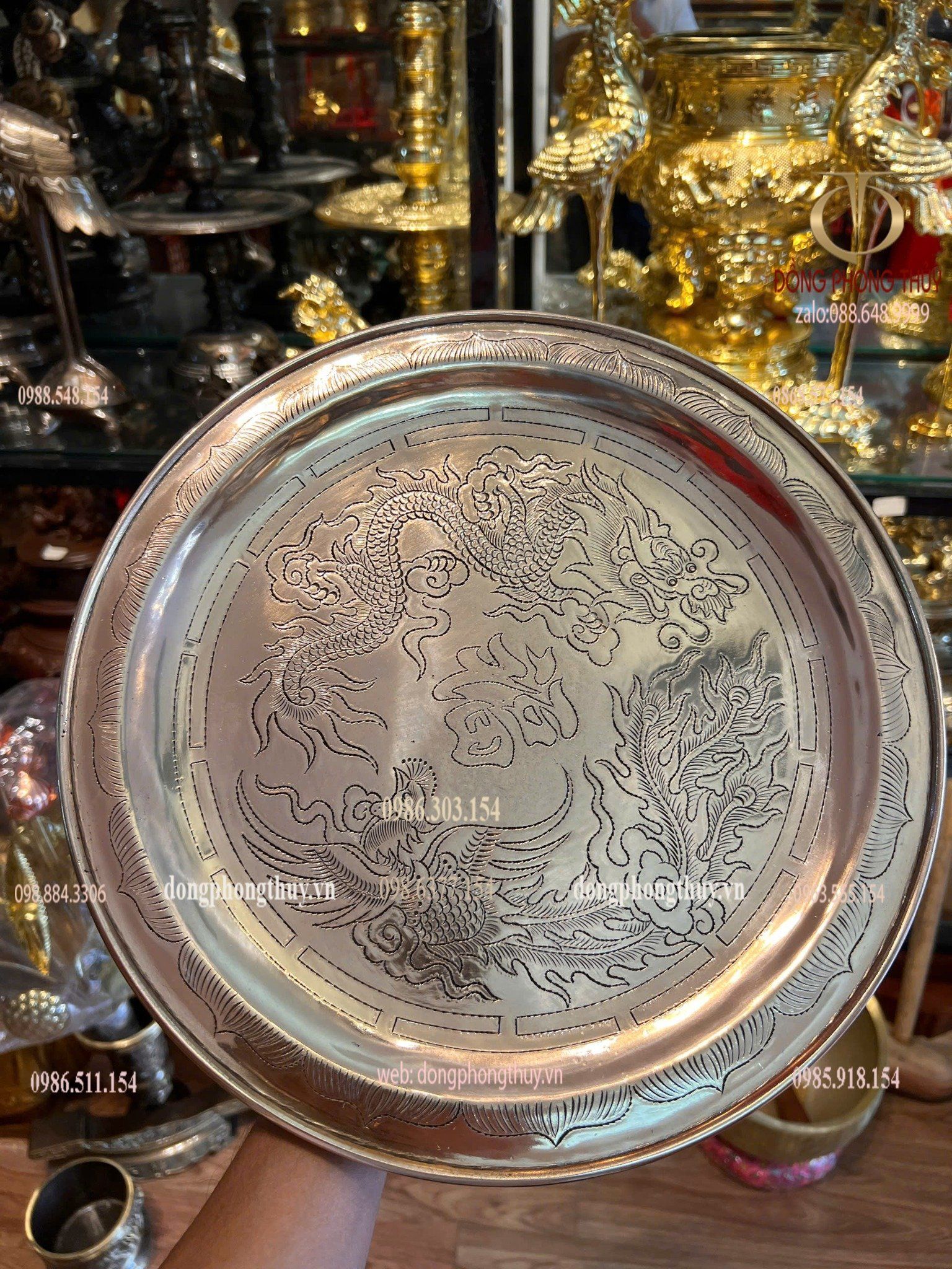 Mâm bồng 35cm đồng đỏ