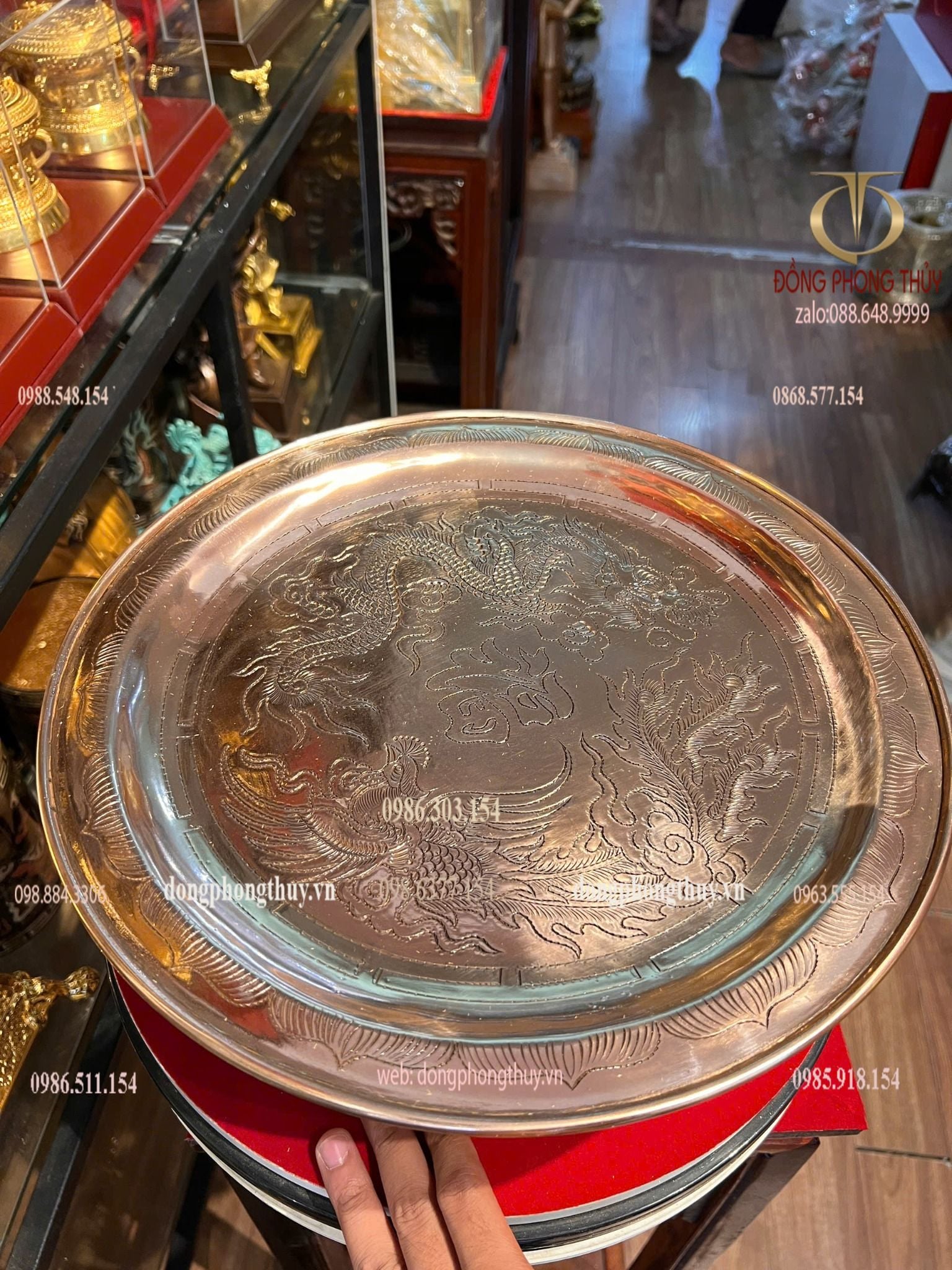 Mâm bồng 35cm đồng đỏ