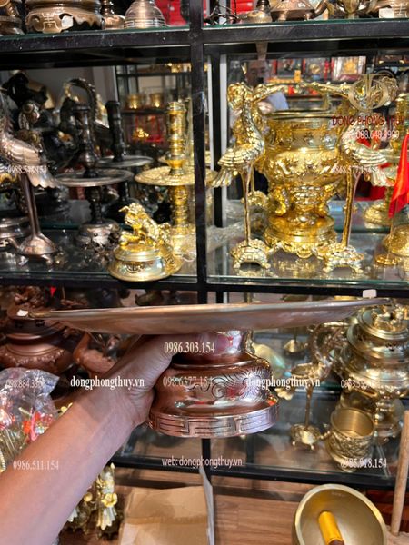 Mâm bồng 35cm đồng đỏ