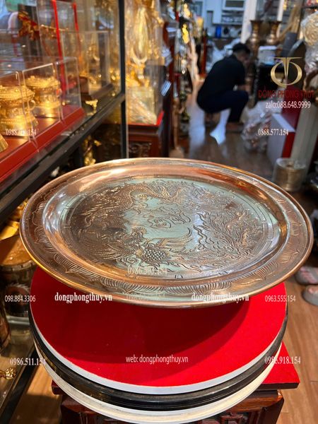 Mâm bồng 35cm đồng đỏ